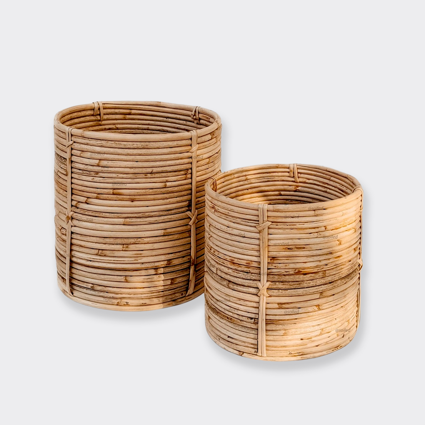 Round Tub Cane Planter - Set of 2 - Planter - soiled.in