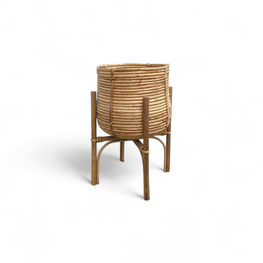 Buddy Handcrafted Cane Planter Stand - Planter - Soiled