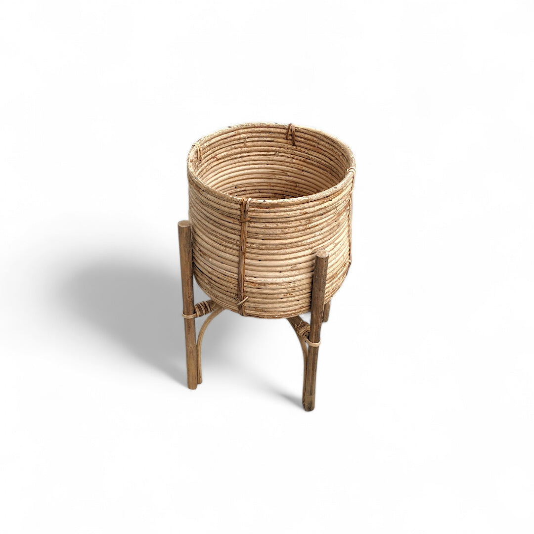 Buddy Handcrafted Cane Planter Stand - Planter - Soiled