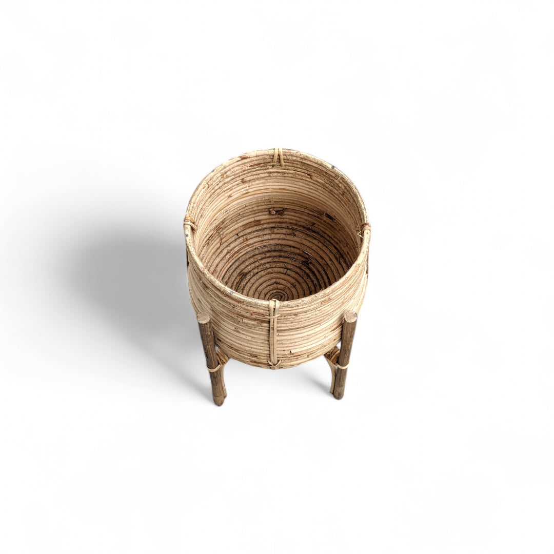Buddy Handcrafted Cane Planter Stand - Planter - Soiled
