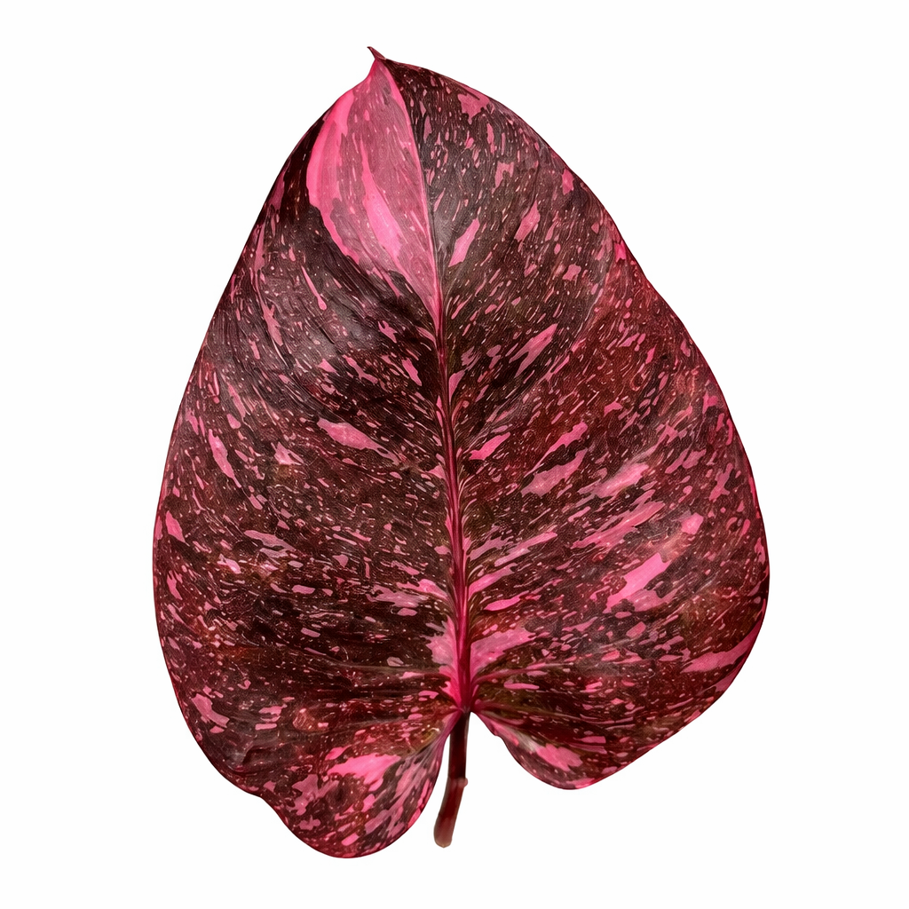 Large pink and red leaf on a white background