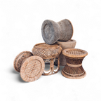 Bobo Cane Seating Stool - Furniture - Soiled