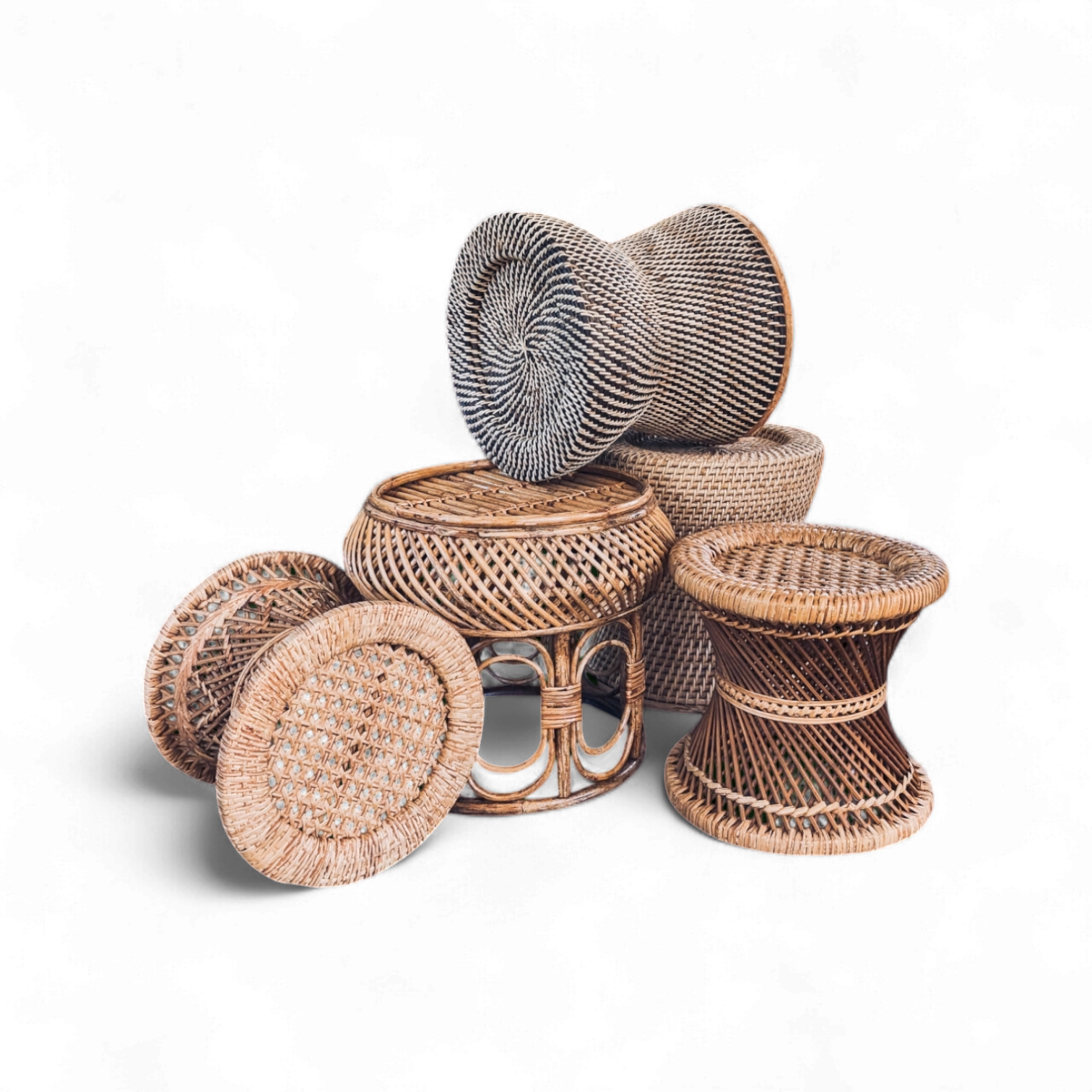 Bobo Cane Seating Stool - Furniture - Soiled