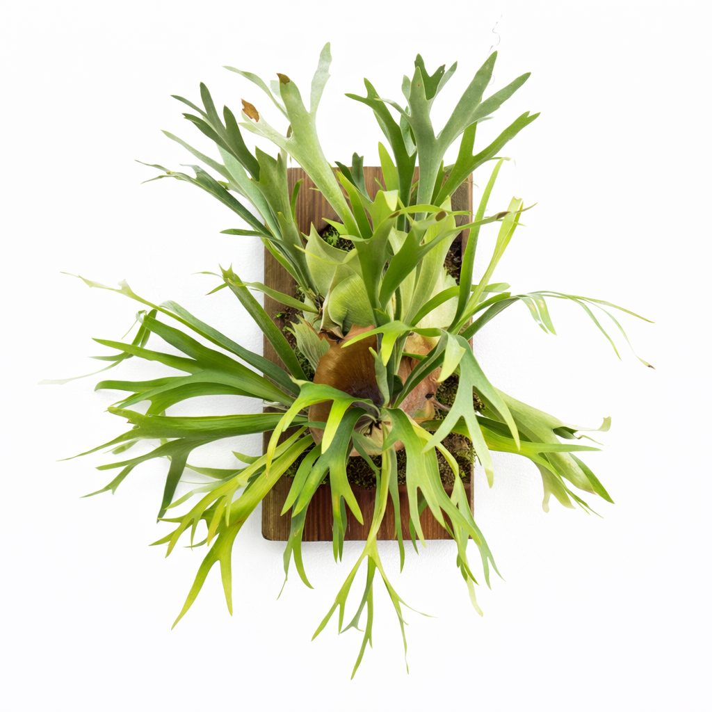 Green Platycerium Bifurcatum on a white background